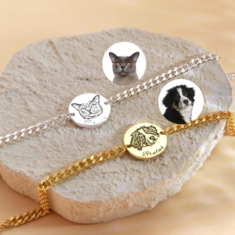 Custom Pet Portrait Cuban Link Bracelet