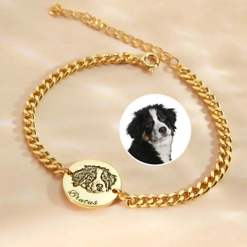 Custom Pet Portrait Cuban Link Bracelet