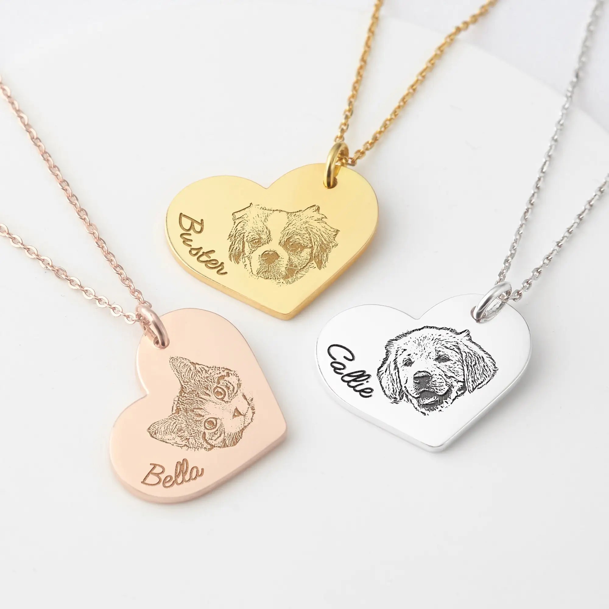 Custom Heart-Shaped Pet Necklace Stainless Steel