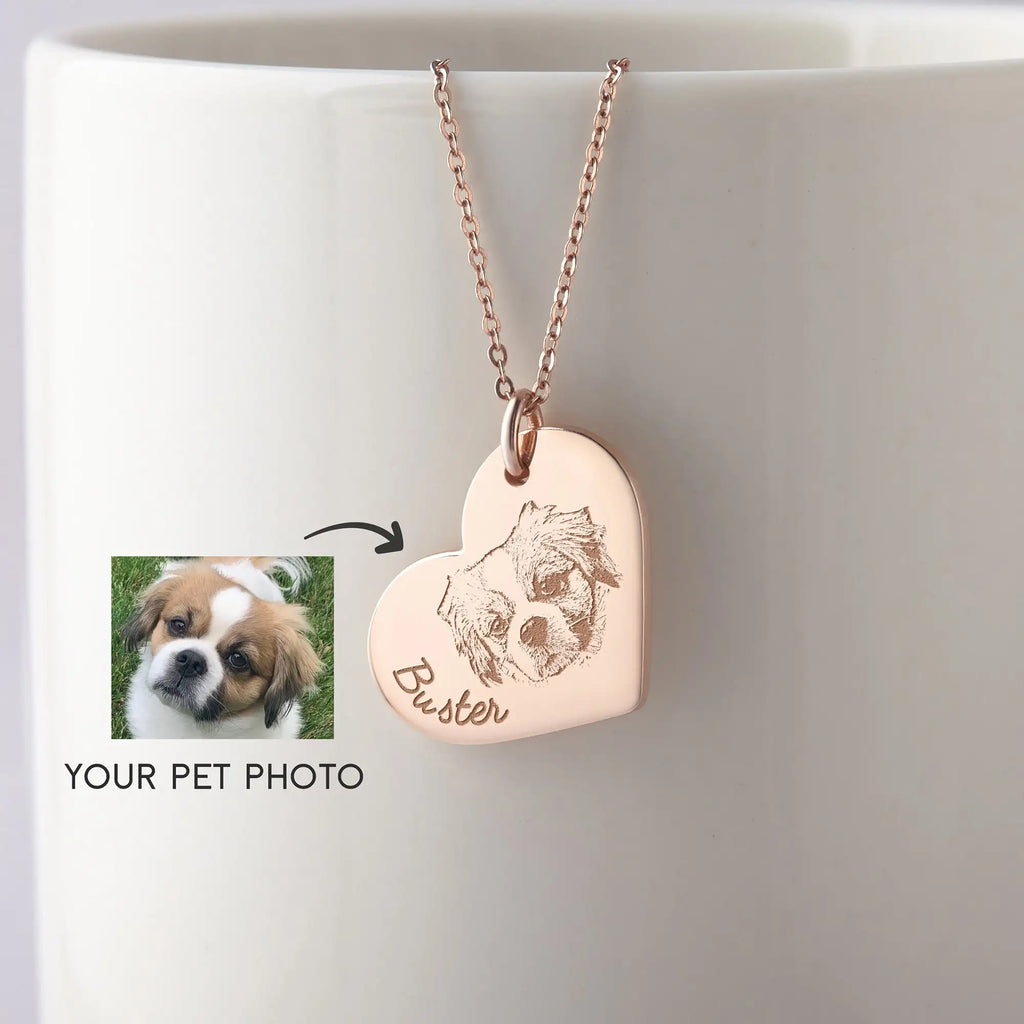 Custom Heart-Shaped Pet Necklace Stainless Steel