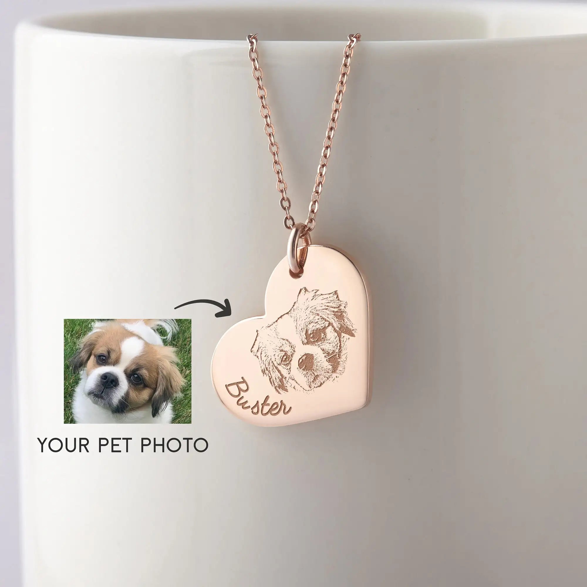 Custom Heart-Shaped Pet Necklace Stainless Steel