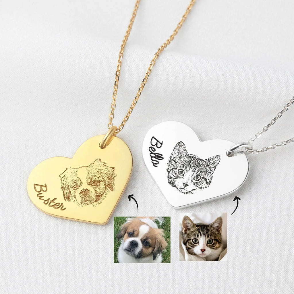 Custom Heart-Shaped Pet Necklace Stainless Steel